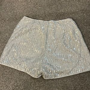 Sequin white shorts! Small - fits like a medium. Stretchy & comfy!